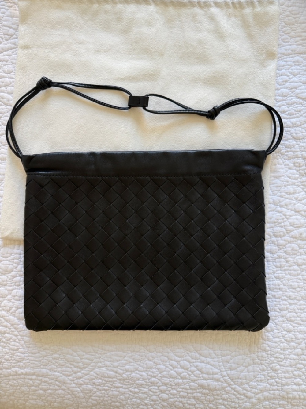 Black Woven Leather shoulder  Bag - Unbranded